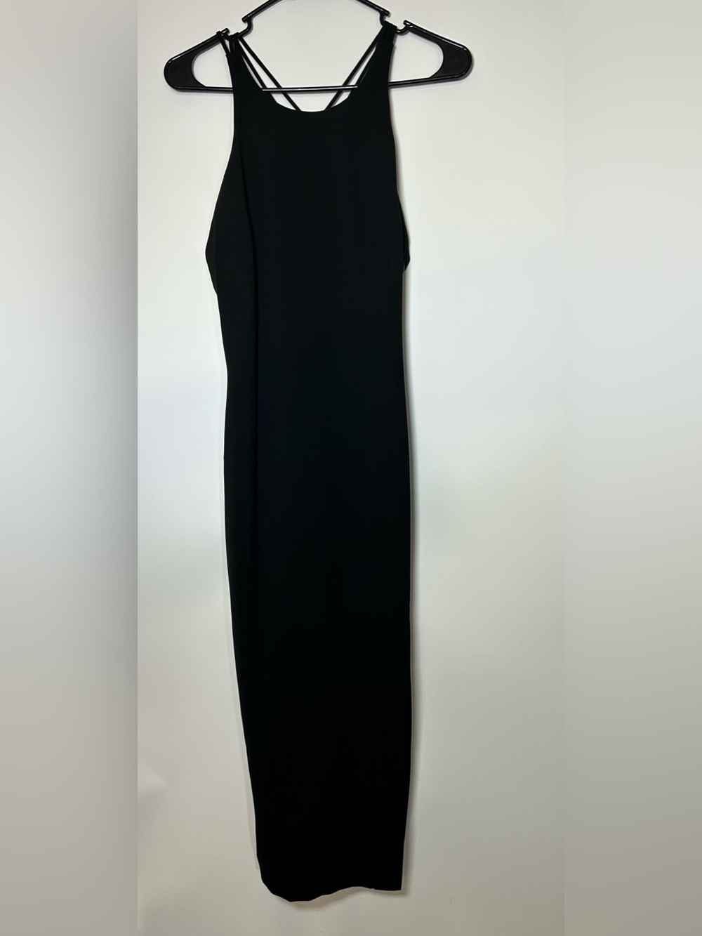 Tahari Black Strappy Back Maxi Dress Size 4 Gown